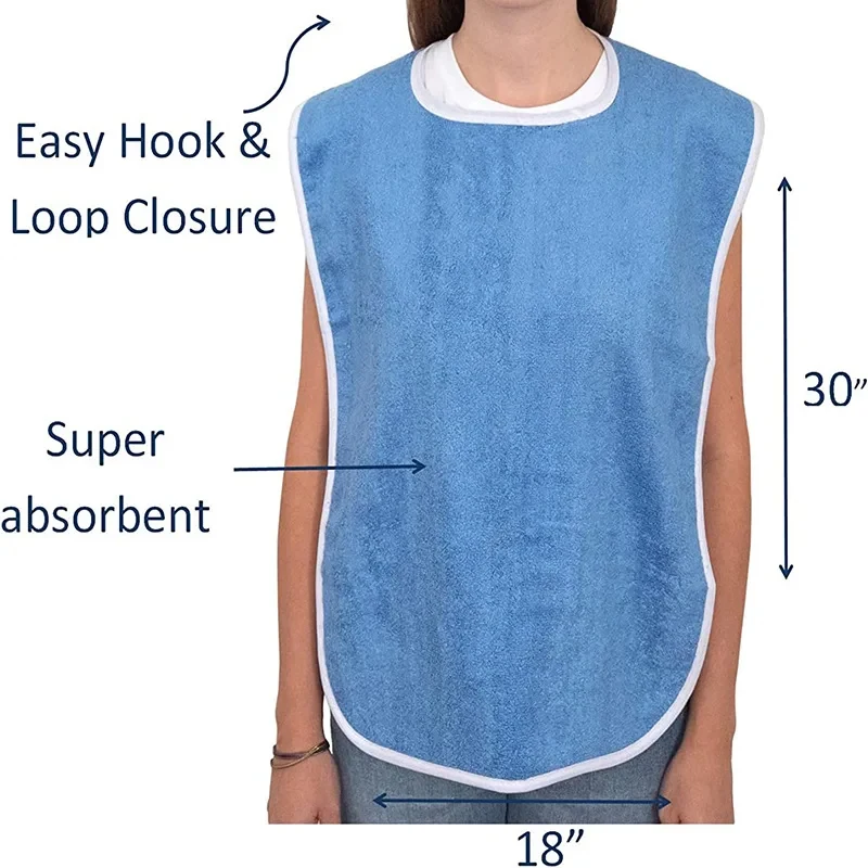 Waterproof  Bib Apron, Stain Resistant Mess Feeding Bib for Seniors s Men Women Home Kitchen Use