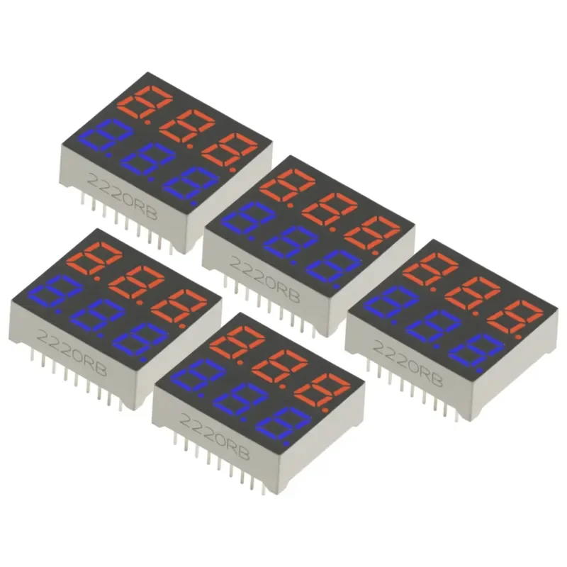 5PCS 0.28 Inch 3-Digit 7-Segment LED Display, Dual Color 9-Pin Digital Tube, Red Blue 3-Bit in One LED Numeric Display Module