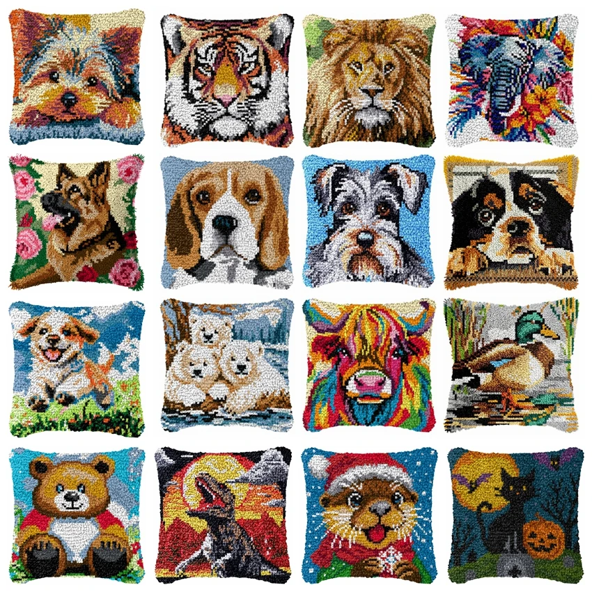 

Набор для вышивания крючком DIY: подушка-животное для улицы, чехол для подушки, вязаная подушка из фоамирана, вышивка на холсте, ковер, набор для вязания крючком, вязаная подушка с узлами