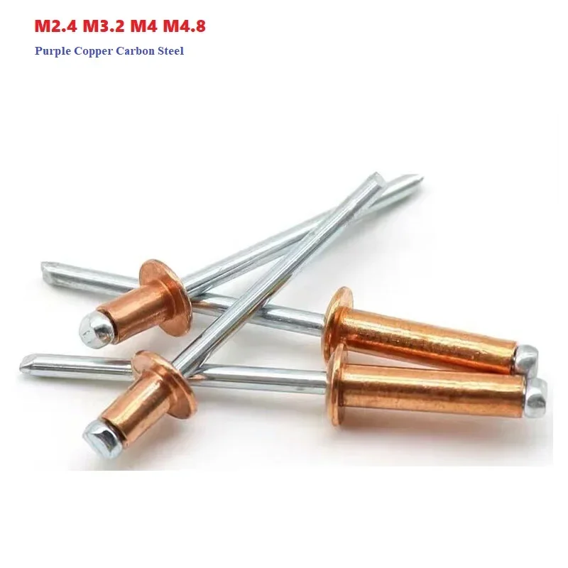 Red Copper Core Pulling Rivets High Strength Open Type Round Head Copper Pull Nails GB12618.520 Series M2.4 M3.2 M4 M4.8