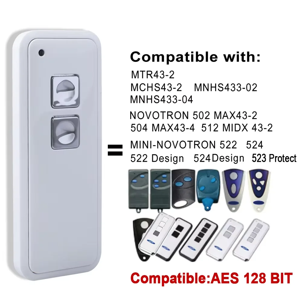 AES 128 BIT Hand Transmitter Mini-Novotron 522 524 Design 523 Protect 433.92MHz Garage Door Remote Control