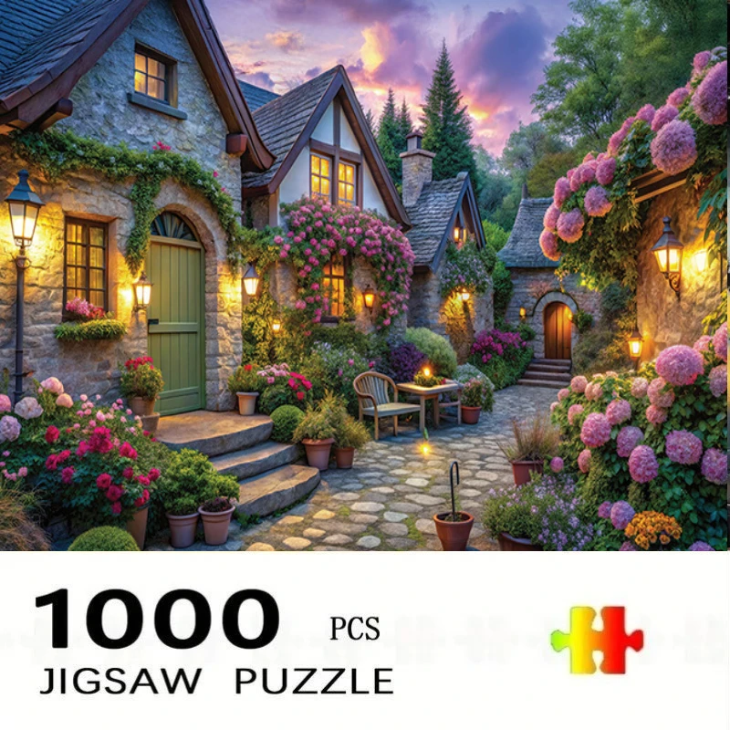 

1000/500 PCS Jigsaw Puzzles Flowers and Houses Home Decor Games Landscape Puzzles Educational Toys Birthday Gifts