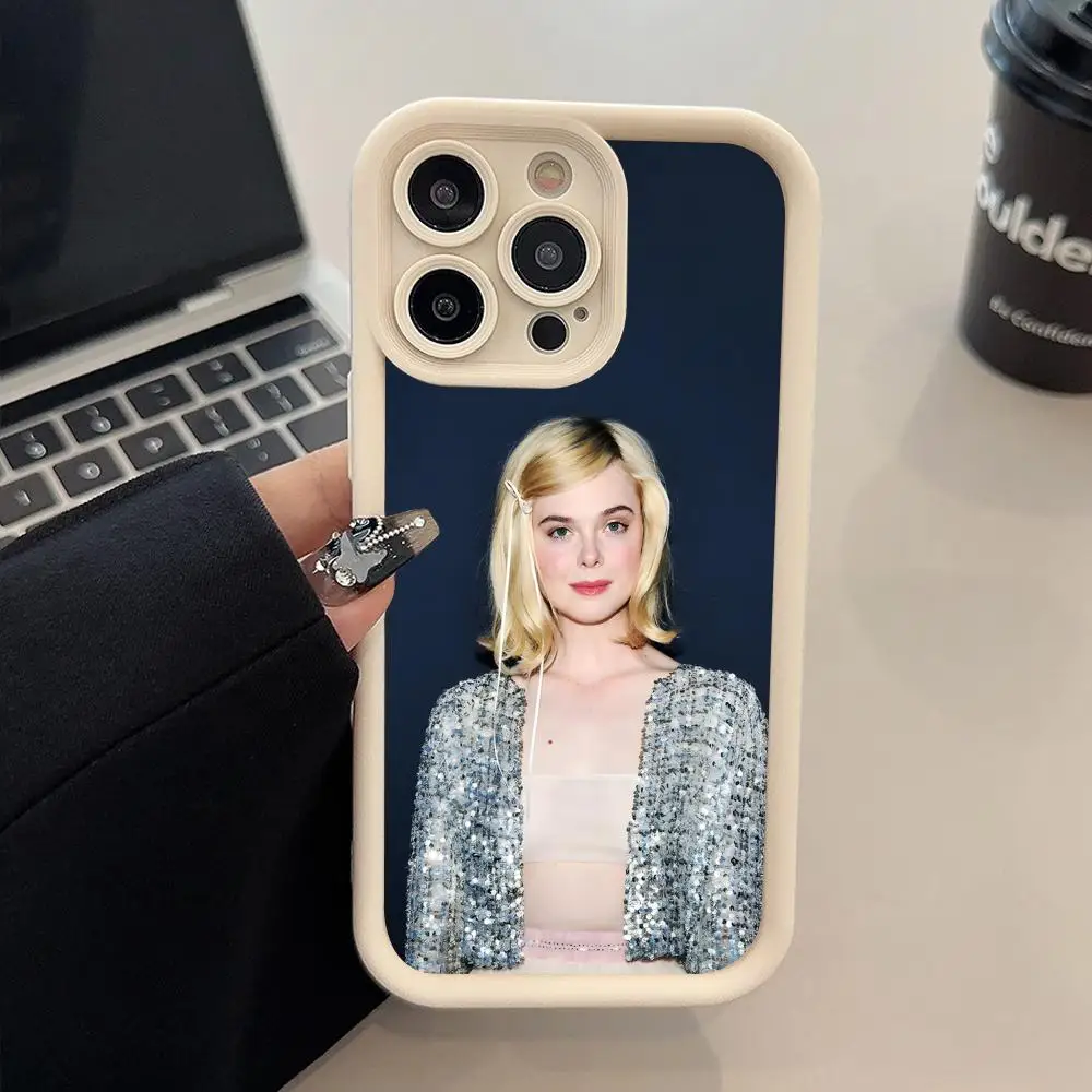 

Elle Fanning Thicken TPU Mobile Phone Case for iPhone 17 16 15 14 13 12 11 Air Pro Max Plus Colorful Cover