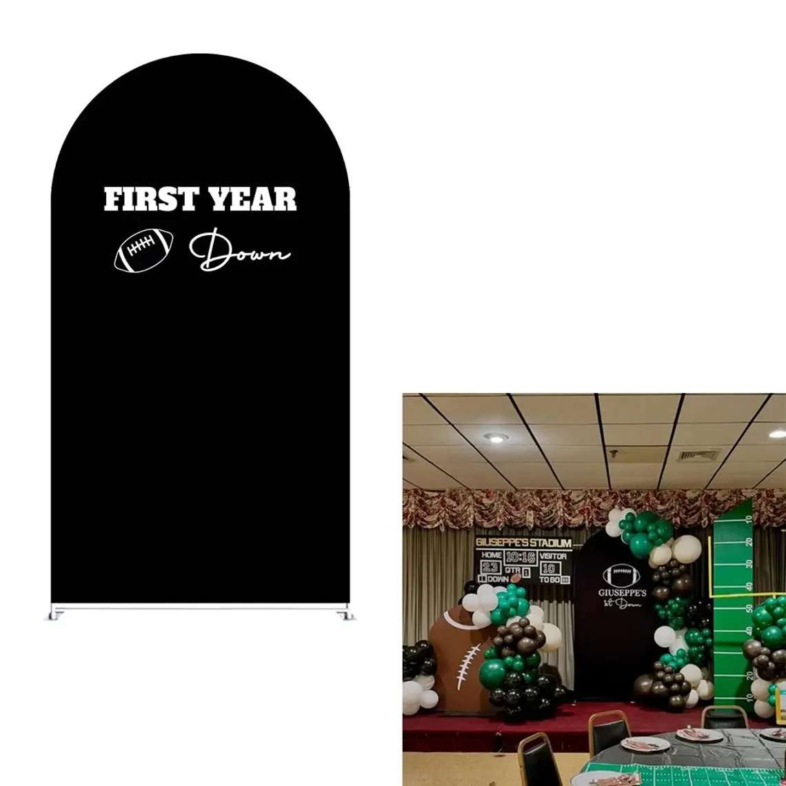 Mocsicka 2-Sided غطاء قوس الرجبي تحت عنوان الطرف الديكور خلفية استحمام الطفل قوس جدار الاطفال حفلة عيد ميلاد صور راية الدعائم