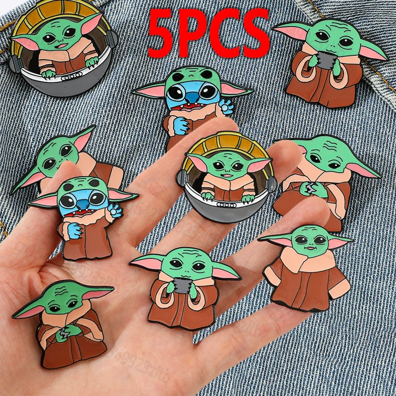 Cartoon Cute Yoda Baby Enamel Lapel Pin Brooches Disney Movie Wars Master Yoda Badge Brooch Backpack Jacket Jewelry Accessories