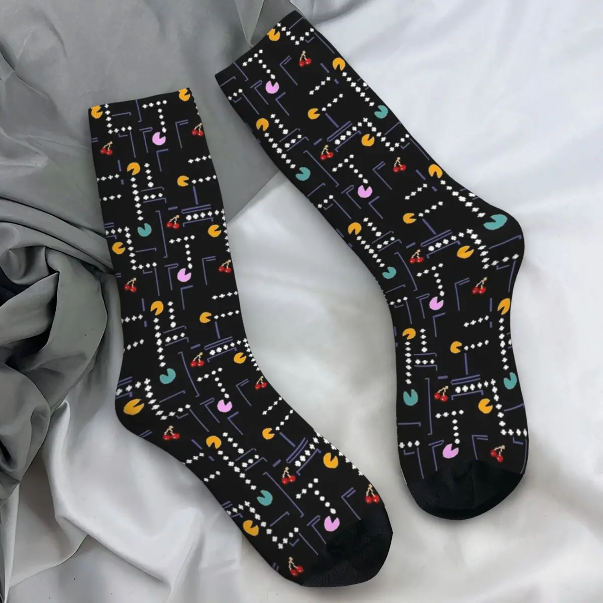 8 Bit Gobblers Socks Autumn Video Game in Bright Colors Stockings Funny Unisex Men Medium Soft Socks Skateboard Anti Skid Socks