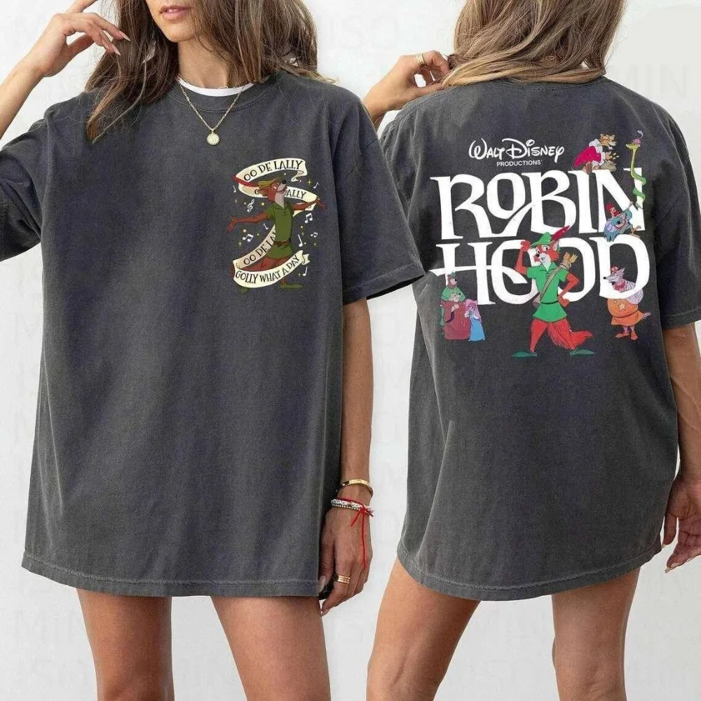 

Винтажная рубашка Диснея Робин Гуд 1973, футболка с портретом персонажей Робина Гуда, футболка Wdw Magic Kingdom, подарок для семейной поездки
