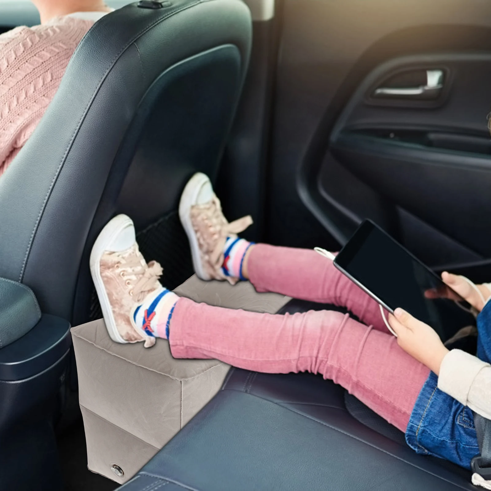 

1Set Inflatable Travel Foot Rest Pillow Washable PVC Lightweight Adjustable Height Leg Rest Pillow Airplane Bed