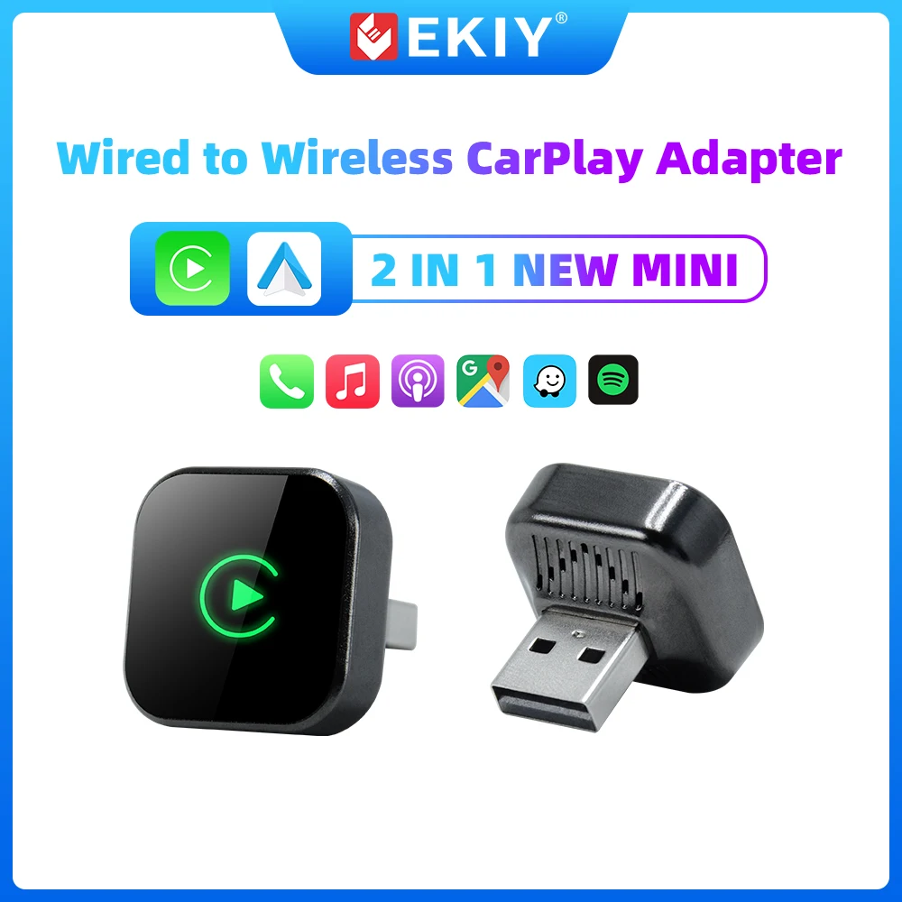 EKIY Android Auto Новый проводной к беспроводному CarPlay 2 в 1 Мини-адаптер Smart Box Plug and Play Автоматическое подключение Обновление OTA Универсальное