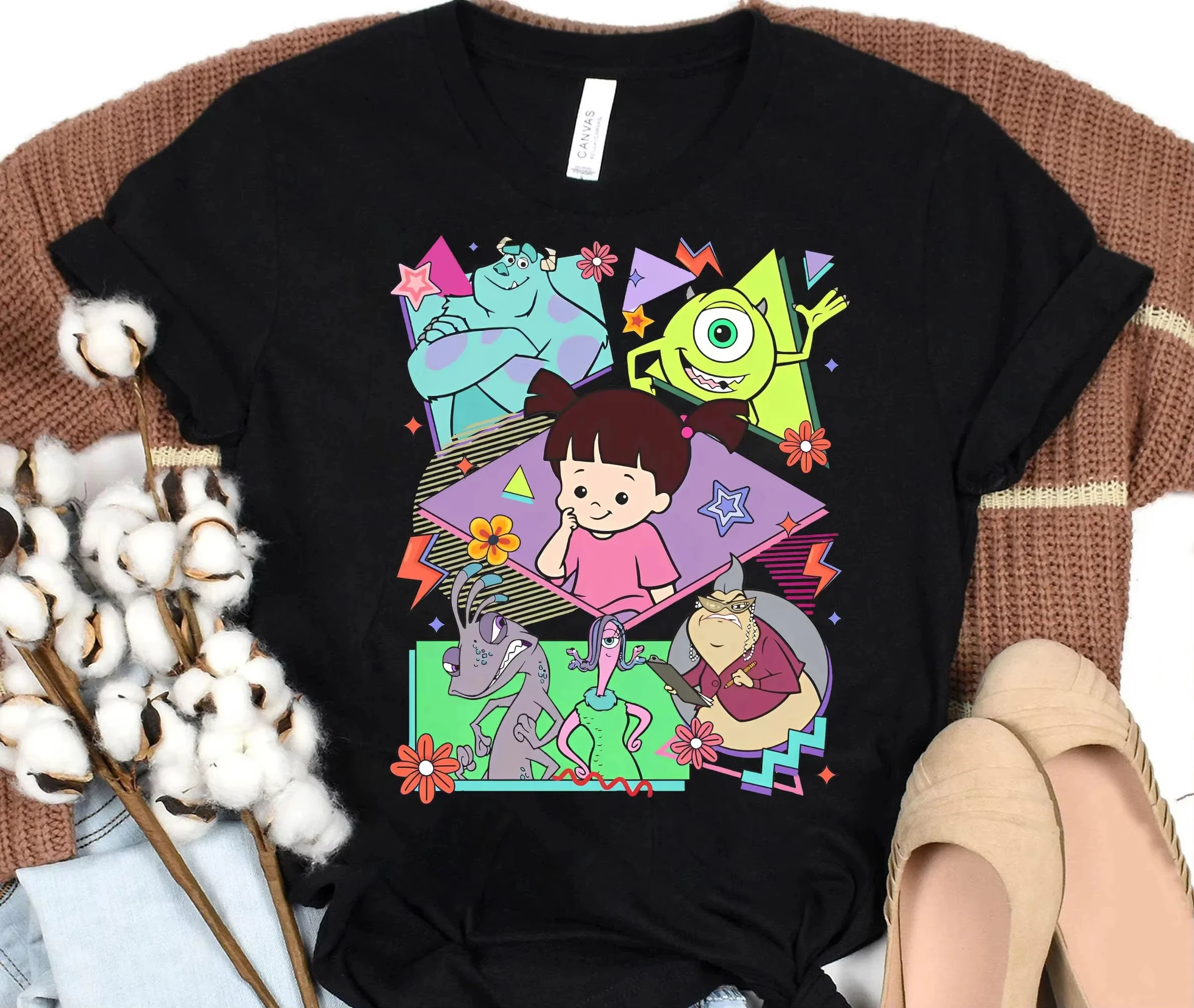 ريترو 90S ديزني وحوش جامعة شخصيات قميص مايك سولي بو تي شيرت وحوش Inc هدية عيد ميلاد فكرة المحملة الأسرة الزي