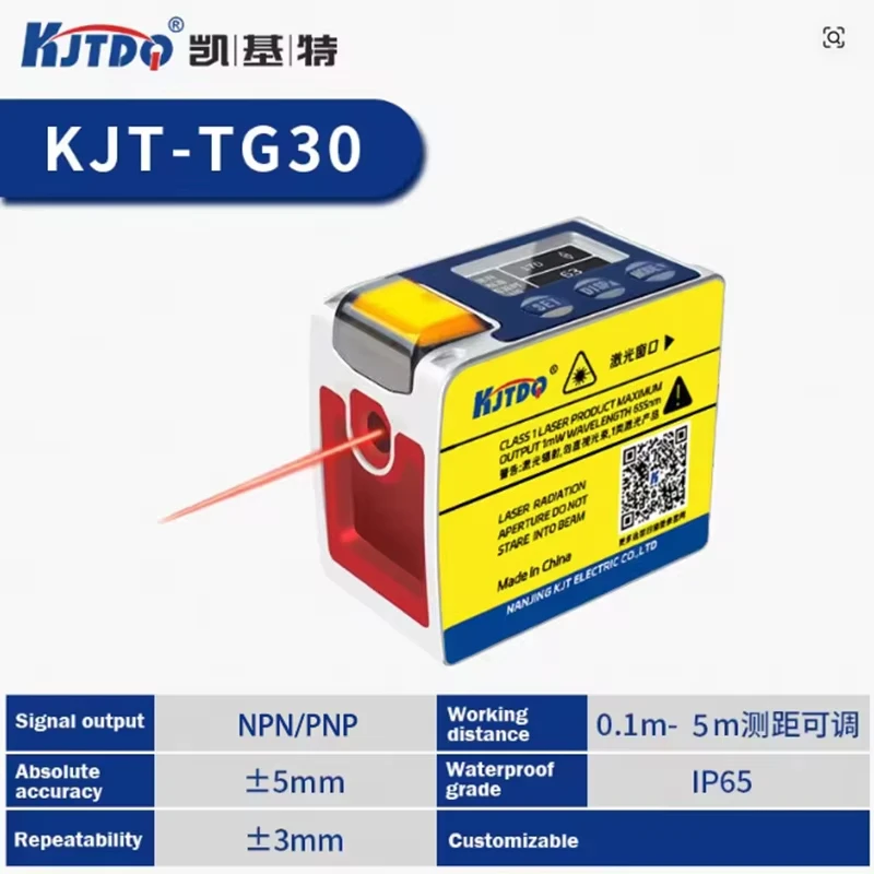 KJT electrónica TG30 High Precision Sn 5m Analog 0-10V 4-20mA RS485 Output Position Distance Measurement Laser Spatter Sensor