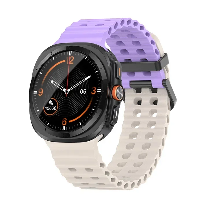 Ocean Silicone Band for Samsung Galaxy Watch 7 Ultra 47mm NO Gaps Bracelet Breathable Sport Loop Strap for SAMSUNG Watchband image 6