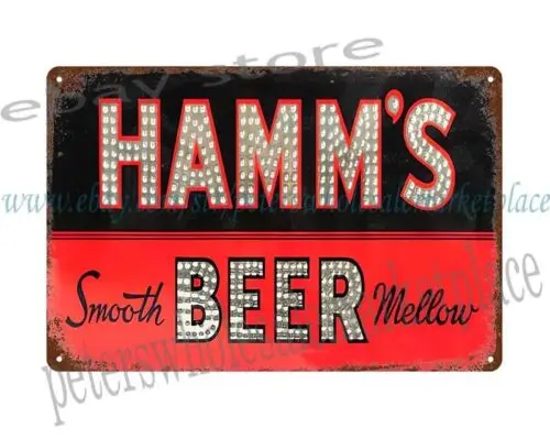 19340s Hamm's Beer tavern pub brewery metal tin sign  wall home tavern