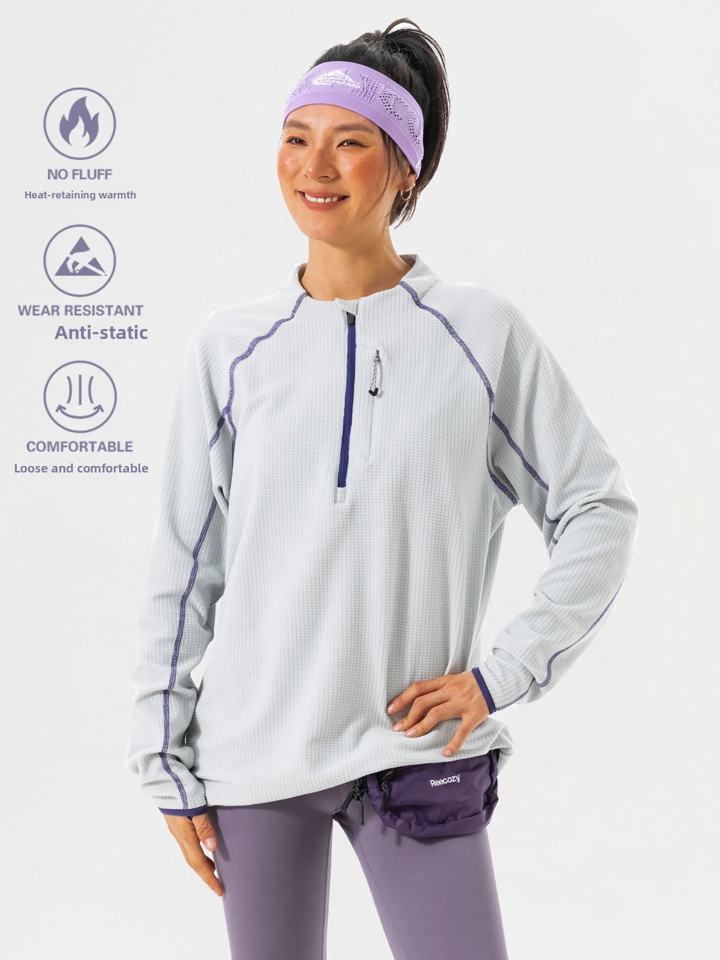 

Утепленная спортивная футболка с длинным рукавом на молнии, с флисовой подкладкой, в стиле колор-блок, для активного отдыха