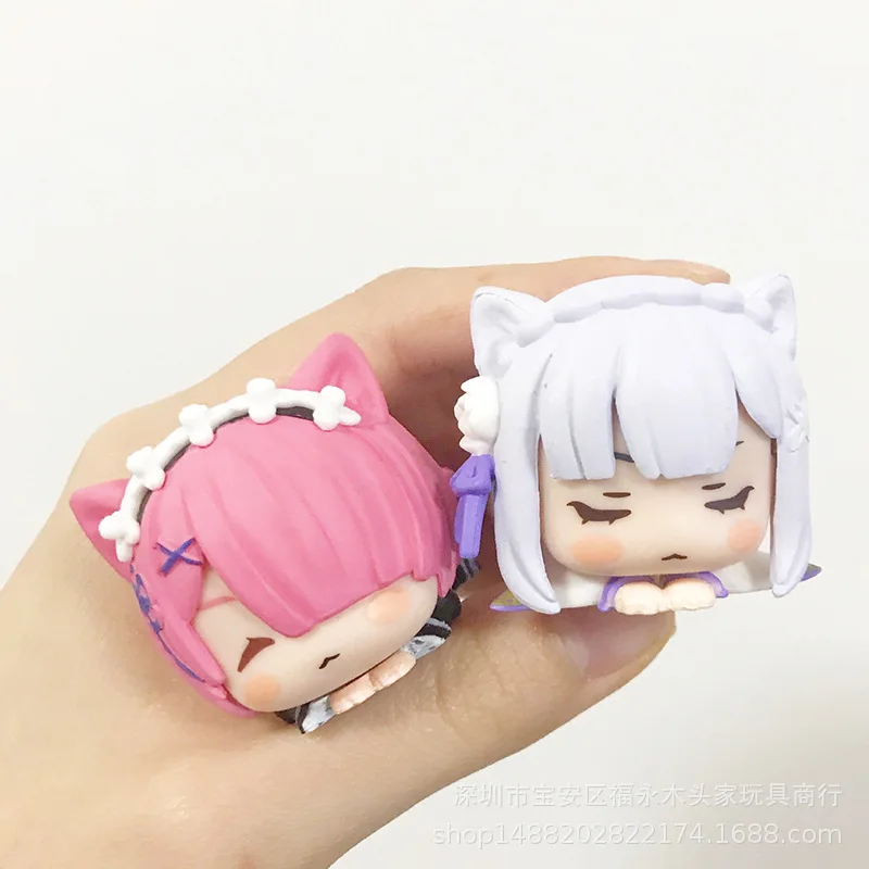 4CM Anime Figure Rem Re:Life In A Different World From Zero Pressed  Kawaii Lying  Clothes Model Dolls Toy Gift Collect Box