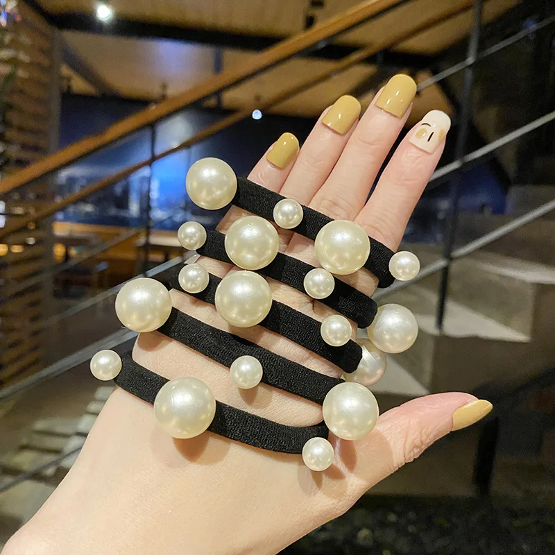 

3pcs/ Single Product Order Pearl Hair Ring For Women Simple Versatile Headband Tie Bun Scalp Band New Hair Rope Towel Ring