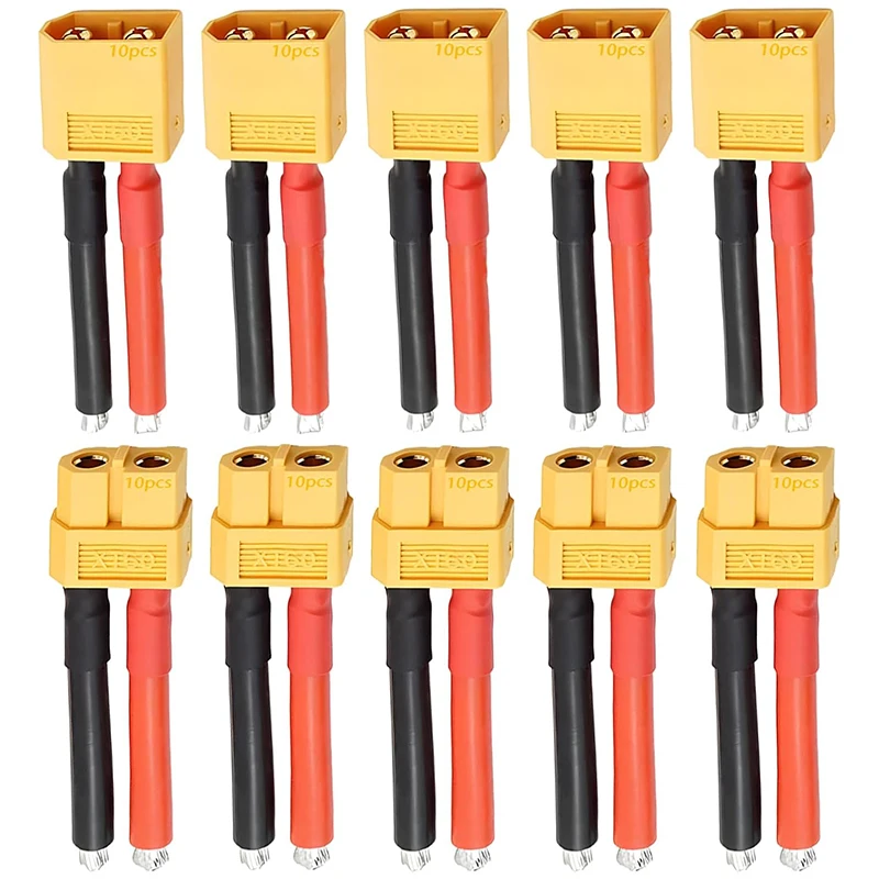 

10pcs XT60 Connector Plug Cable Female and Male with 12AWG 55mm Silicon Wire Cable for RC Lipo Battery Connectors Drone Car Boat