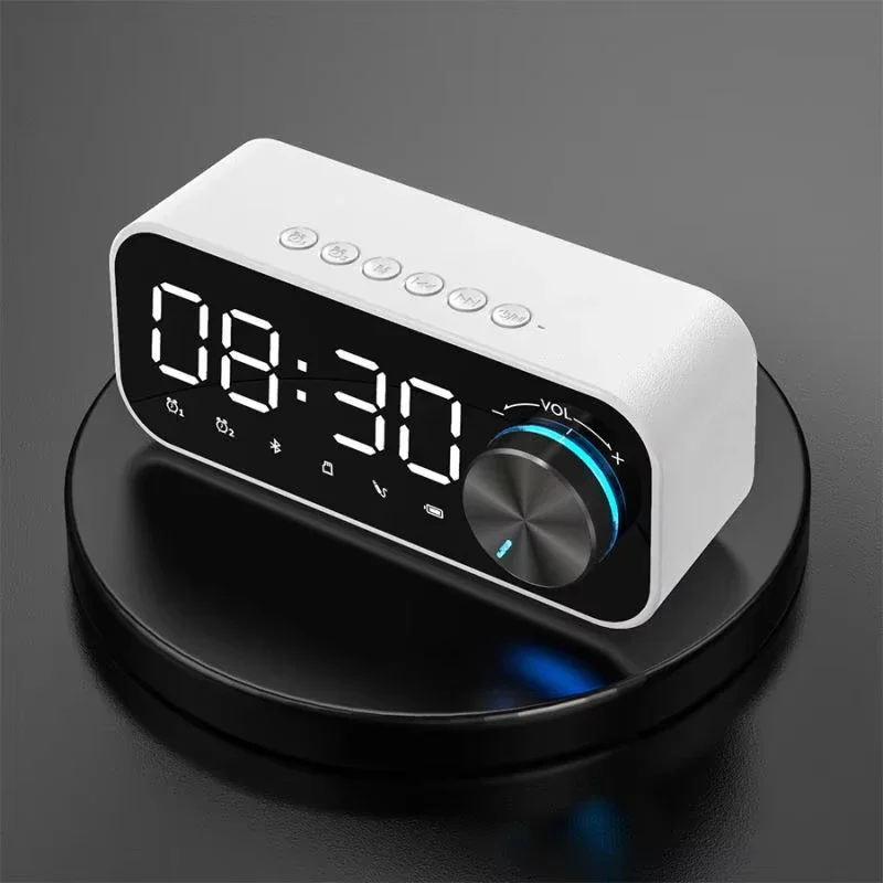 

New Subwoofer Mini Bluetooth Speaker Plug-in Dual MP3 Alarm Clock LED Display Wireless Multifunction Music Player Gift