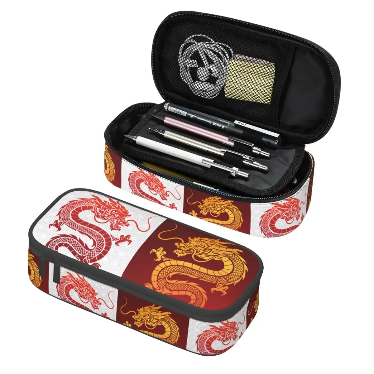 

Custom Asian Tradition Dragon Totem Pencil Case for Girls Boys Large Capacity Chinese Mythology Pencil Pouch School Accessories