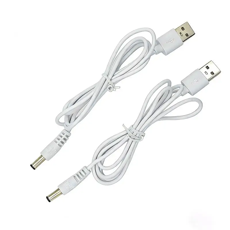 1/3/5pcs 1M USB Male to DC 5.5x2.1mm Male Port Power Cord 5V 2A Copper Wire For Desk Lamp Charging Power Cable Cord Connector E2