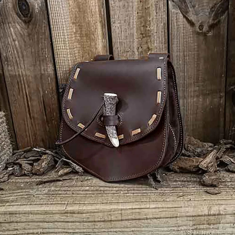 Medieval Renaissance Waist Bag Vintage PU Leather Viking Belt Pouch Cosplay Costume LARP Props Coin Purse Dice Bag Men Women