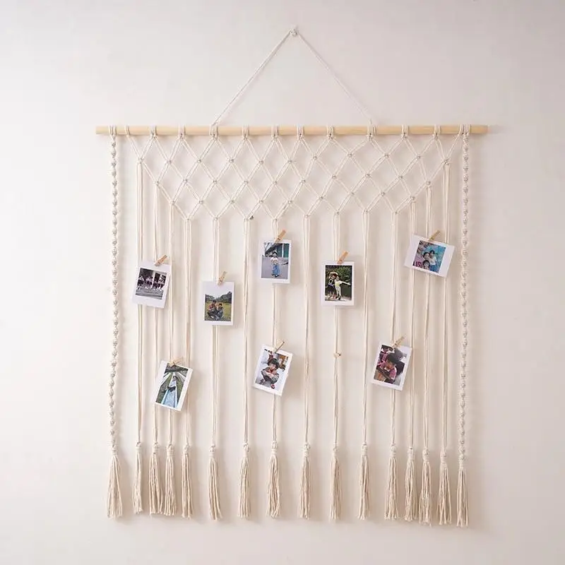 

Nordic style hand-woven tapestry photo pendant wall fringed photo wall homestay living room bedroom decoration