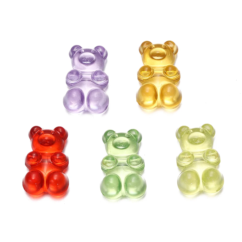10pcs/lot Acrylic Bear Beads Clear Candy Color Spacer Loose Bead Charms for Necklace Bracelet Earrings Jewelry Making Accessorie