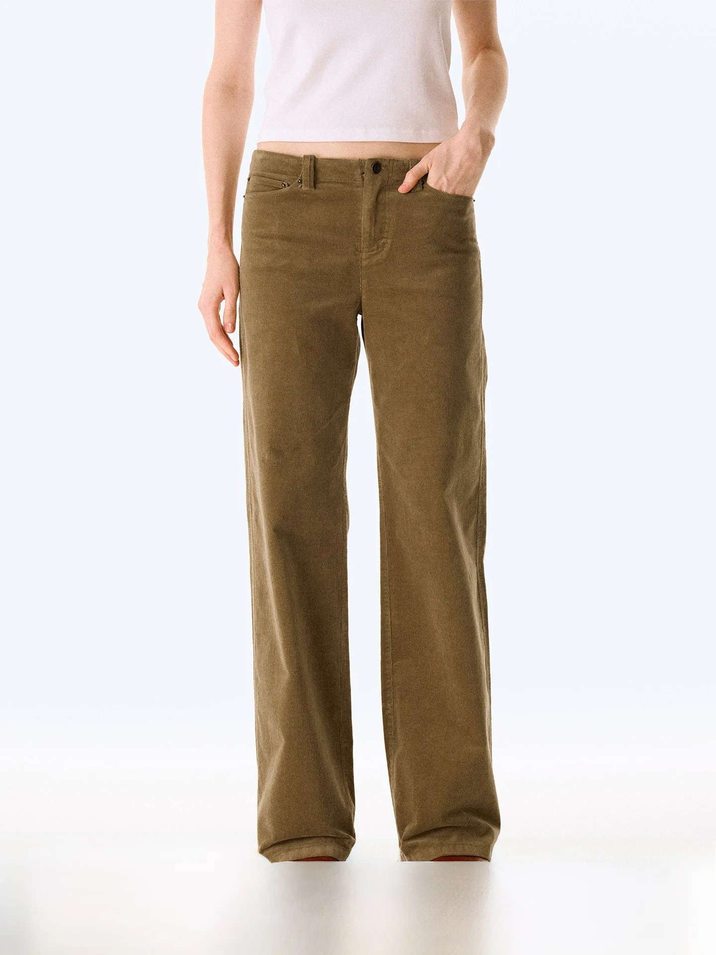 

Firstfloor Cotton Feel Retro Casual Low Waist Straight Leg Pants Commute Autumn Winter Corduroy Slimming Effect Women's Jeans