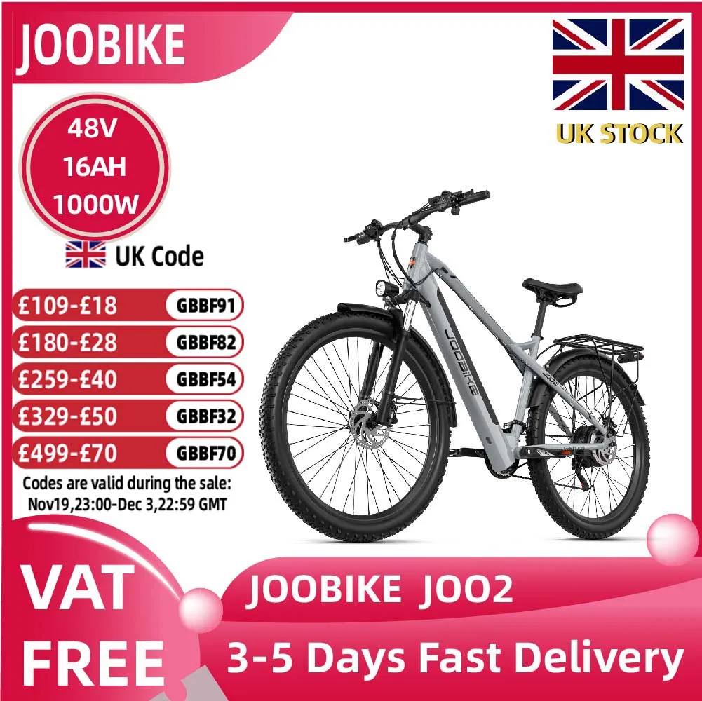 JOOBIKE JOO2 Elektrofahrrad 1000 W 48 V 16 Ah E-Mountainbike Erwachsene Ebike Herren Elektrofahrrad 29 Zoll Reifen Off-Road E-Fahrrad