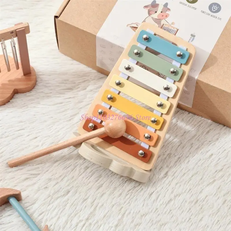 R6FD Toddler Musical Educational Toy Set Instruments percussão natural