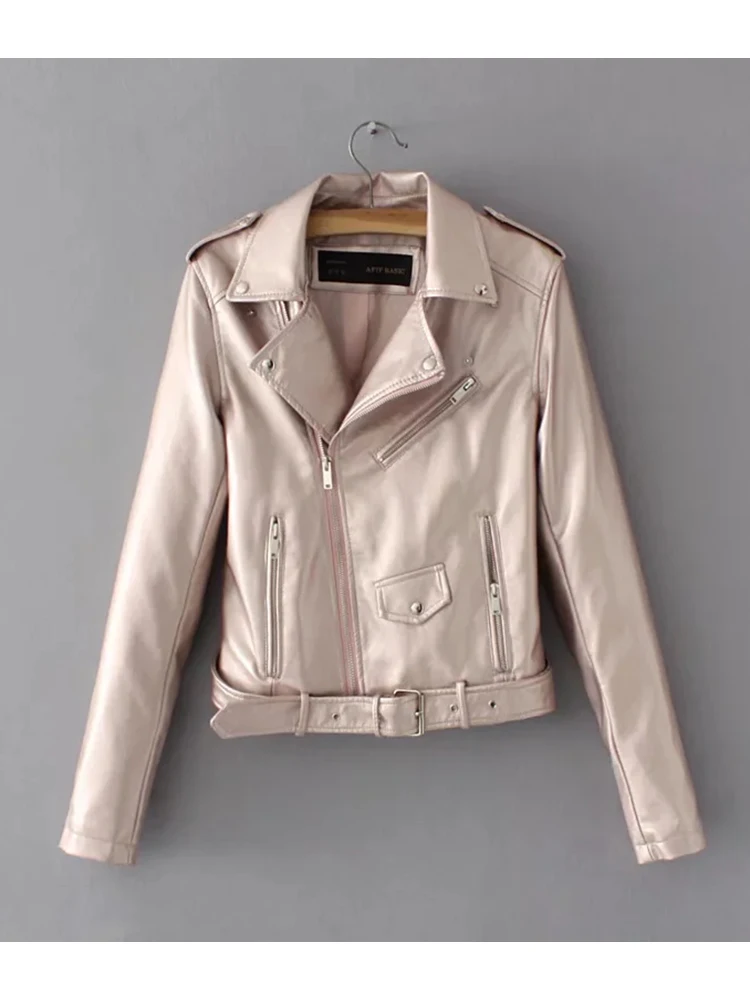 Traf Silver Leather Jacket Women 2023 Metallic Motorcycle Short Jackets Lapel Zipper Biker Coat Soft Ladies Punk Streetwear Coat