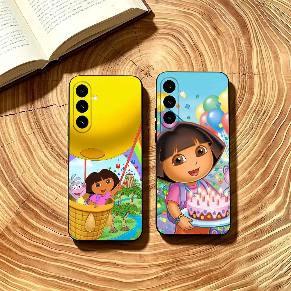 Capa de telefone D-Dora the Explorer preta macia para Samsung Galaxy A73, A72, A71, A70, A53, A52, A51