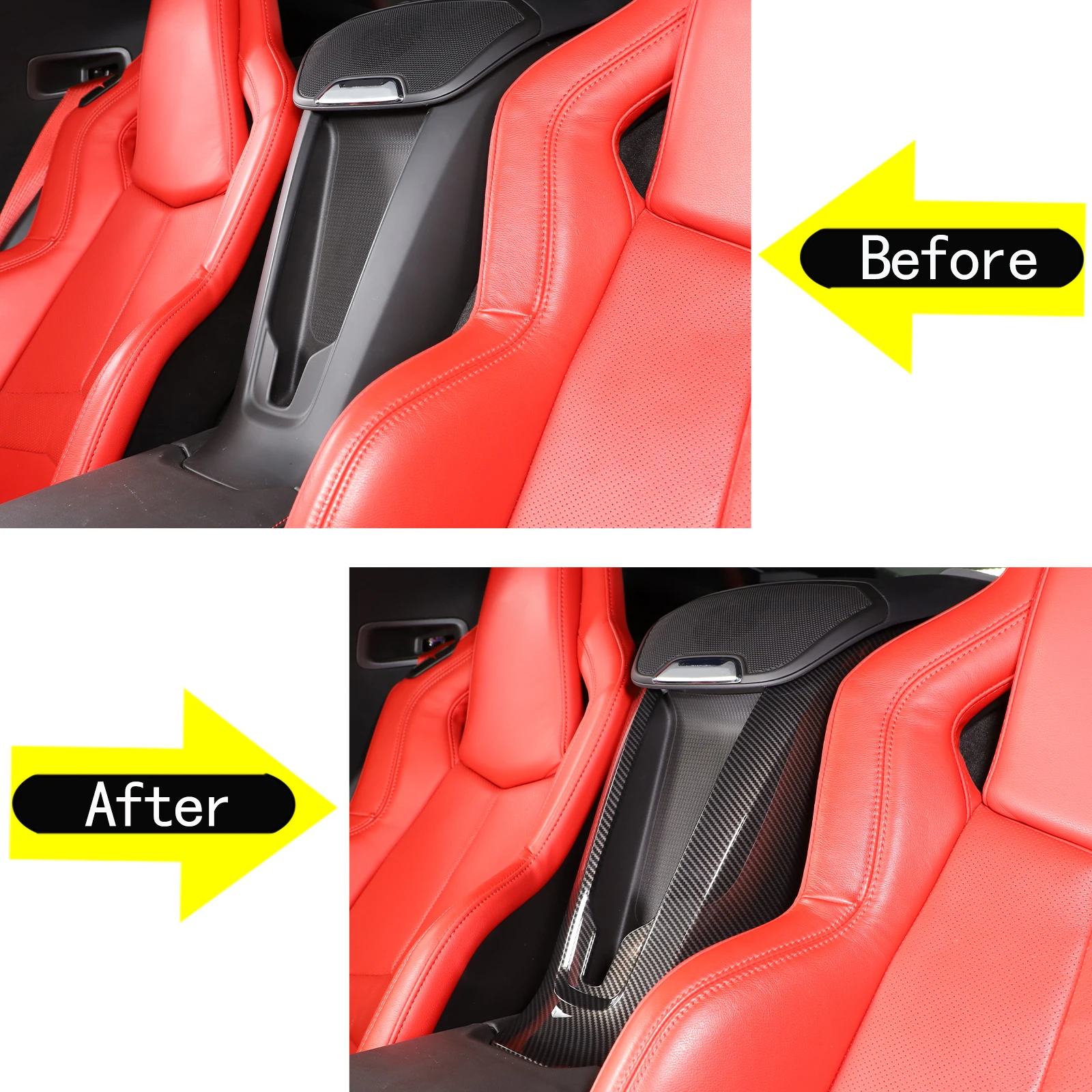 

For Chevrolet Corvette C8 Stingray Z51 Z06 2020-2023 ABS Carbon Fiber Car Styling Center Armrest Wireless Charging Cover Trim