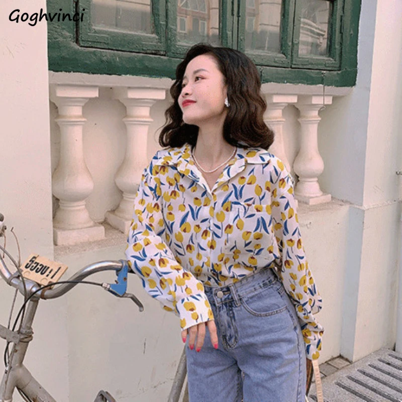 Shirts Women All-match Lovely Elegant Ladies High Quality Breathable Printing Streetwear French Style Retro Clothing Mujer New