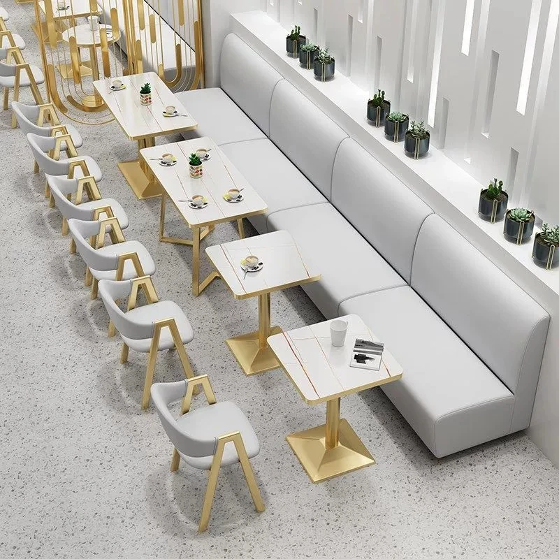 & Customized Modern Cafe Furniture Set Western Food Wall Sofa Net Red Dessert Snacks Burger Baking Milk Tea Store Table Panel