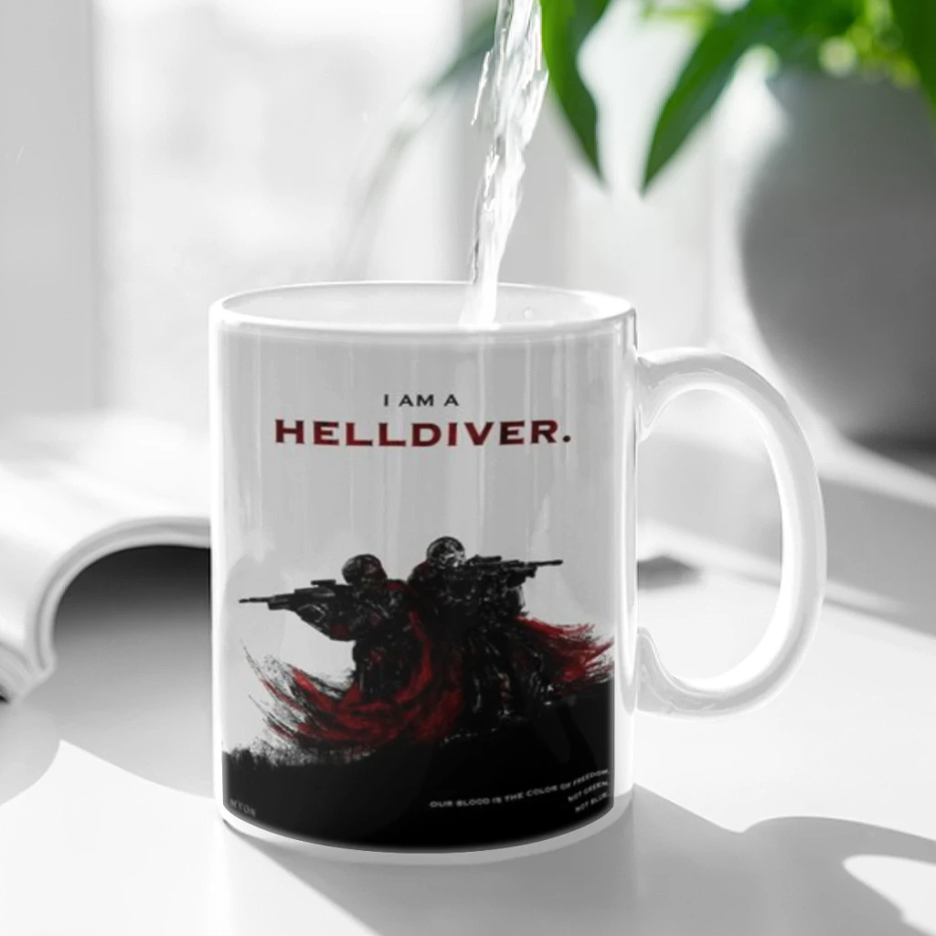 Game HD2 Helldivers II Anime Coffee Mug 11oz Fun Ceramic Coffee Tea Cocoa Cup Handle Tea Drink Cup