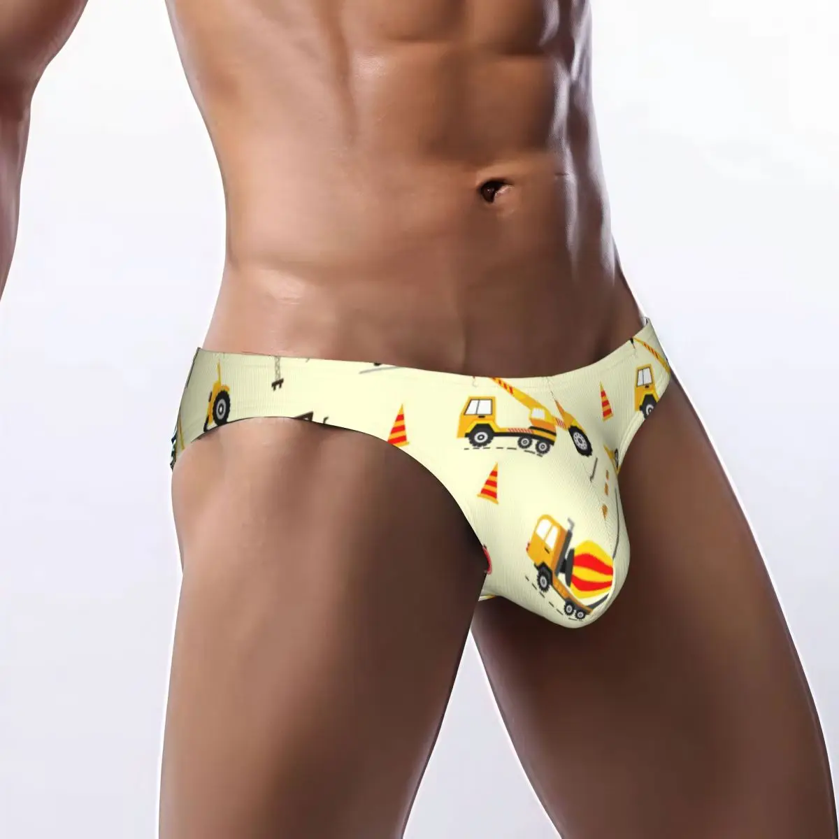

Мужские трусы-брифы с принтом строительной техники, сексуальные мужские трусы-бикини, нижнее белье, шорты