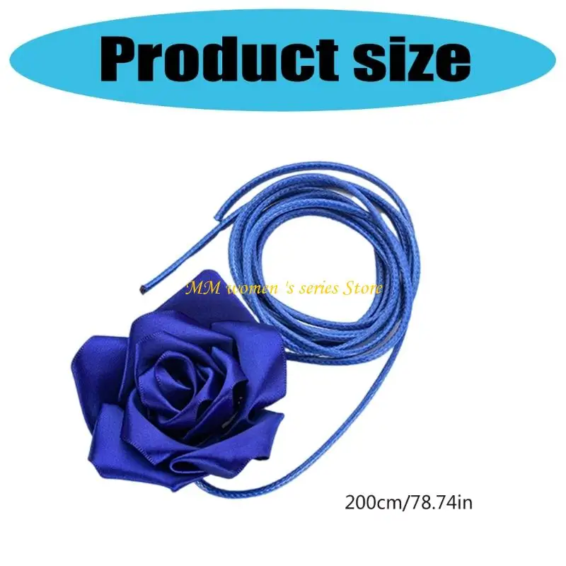 Q39C حزام الشريط الفاخر زهرة الورد قلادة قابلة للتعديل لمناسبة خاصة