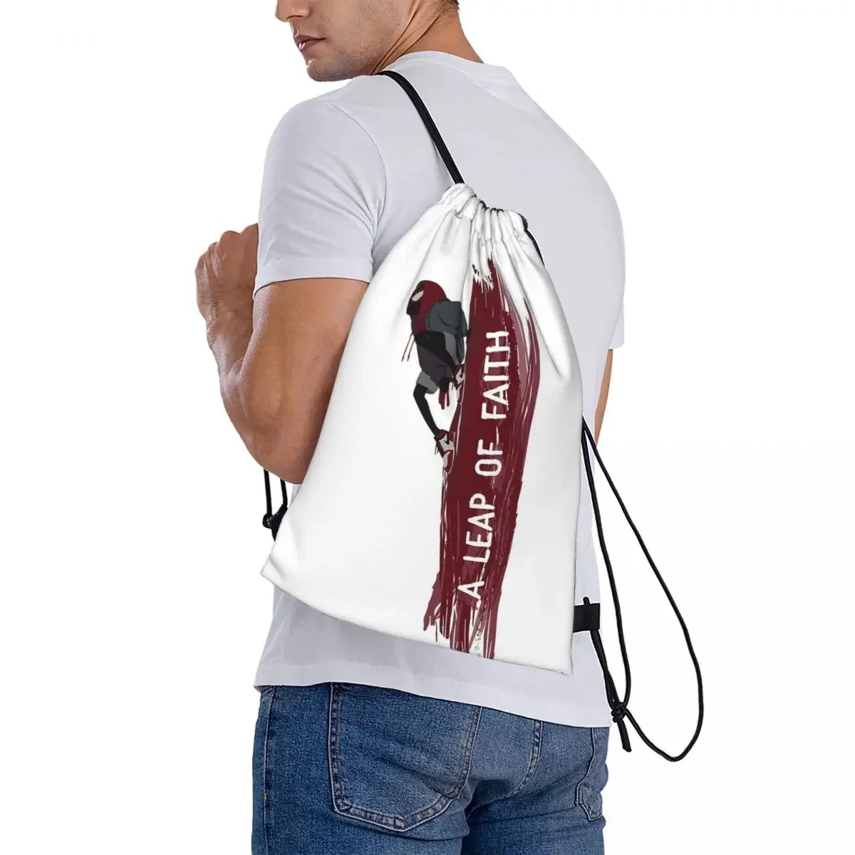 Mochilas de un Leap Of Faith para hombre y mujer, bolsa deportiva con cordón, portátil e informal, para estudiantes