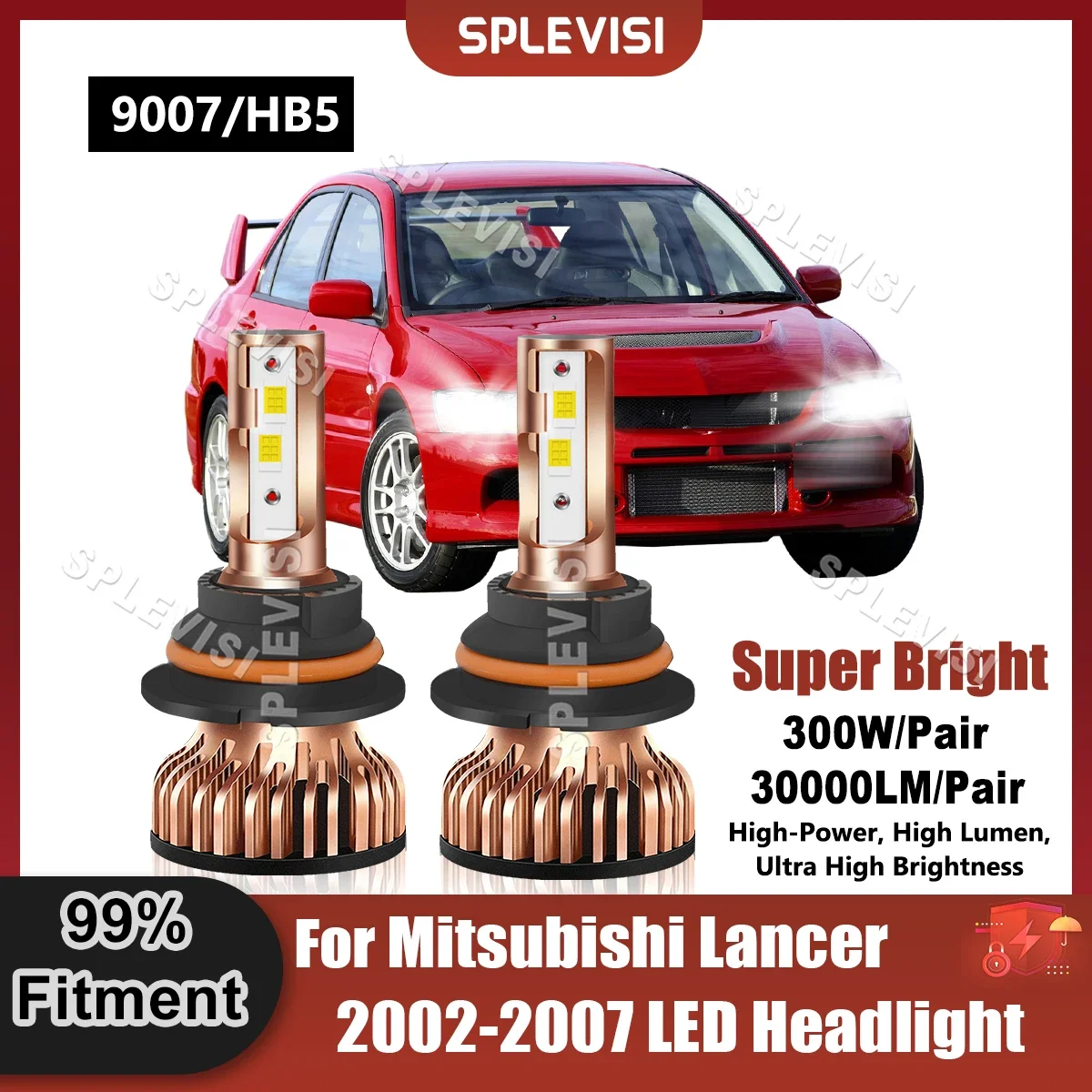 

9007/HB5 LED Headlight Bulbs 300W 30000LM/Pair 400% Brightness Upgraded For Mitsubishi Lancer 2002 2003 2004 2005 2006 2007