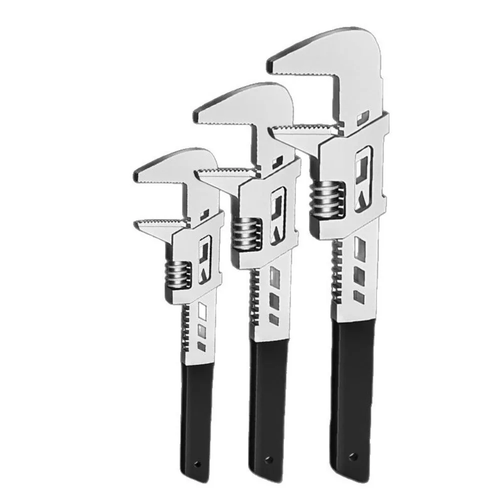 10/12/15 Inch Size Universal Adjustable Wrench Large Opening Right Angle Design Multifunctional Pipe Tool Wide Jaw Movable Jaw