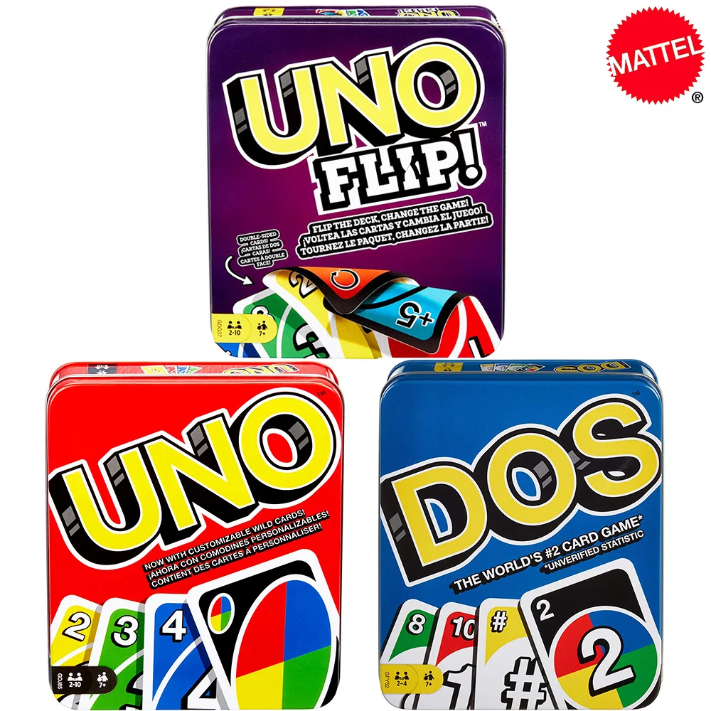 Mattel UNO DOS FLIP! Family Multiplayer Card Game Entertainment High Fun Poker Party Games Playing Cards UNOs Kids Toys