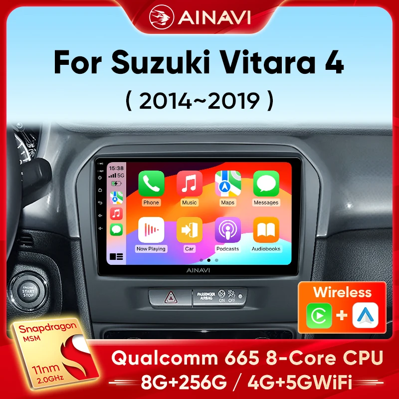 

Ainavi Car Radio For Suzuki Vitara 4 2014-2019 Wireless Carplay Android Auto WiFi 4G Multimedia Player GPS 2 Din Autoradio