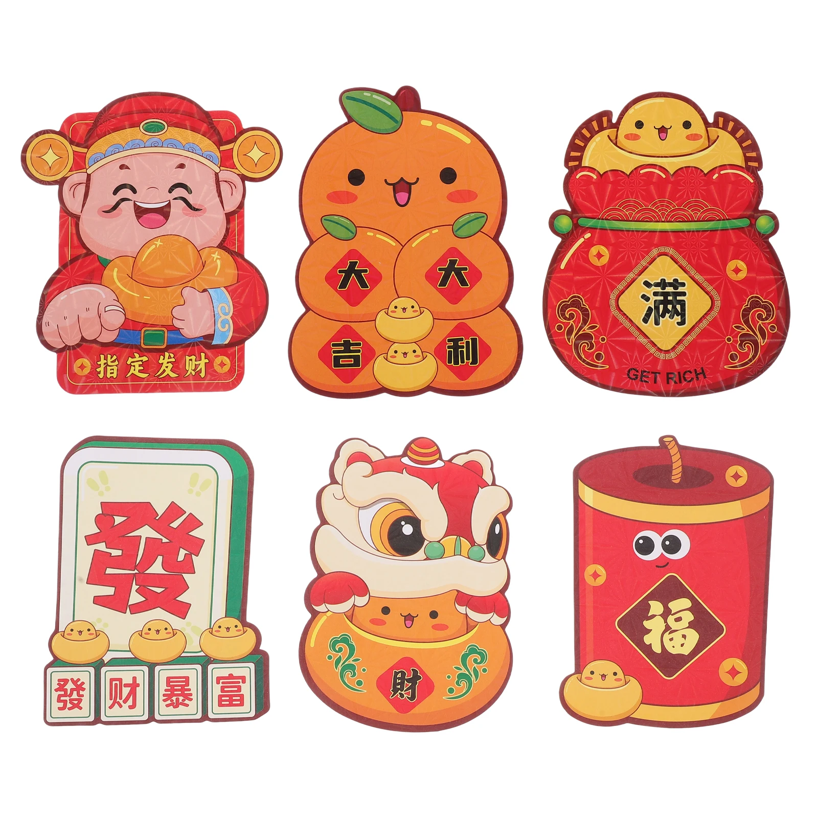 

6 шт., милый мультяшный год змеи, красный карман для денег, держатель для денег на удачу, китайский Новый год, красные конверты, лазерная голографическая