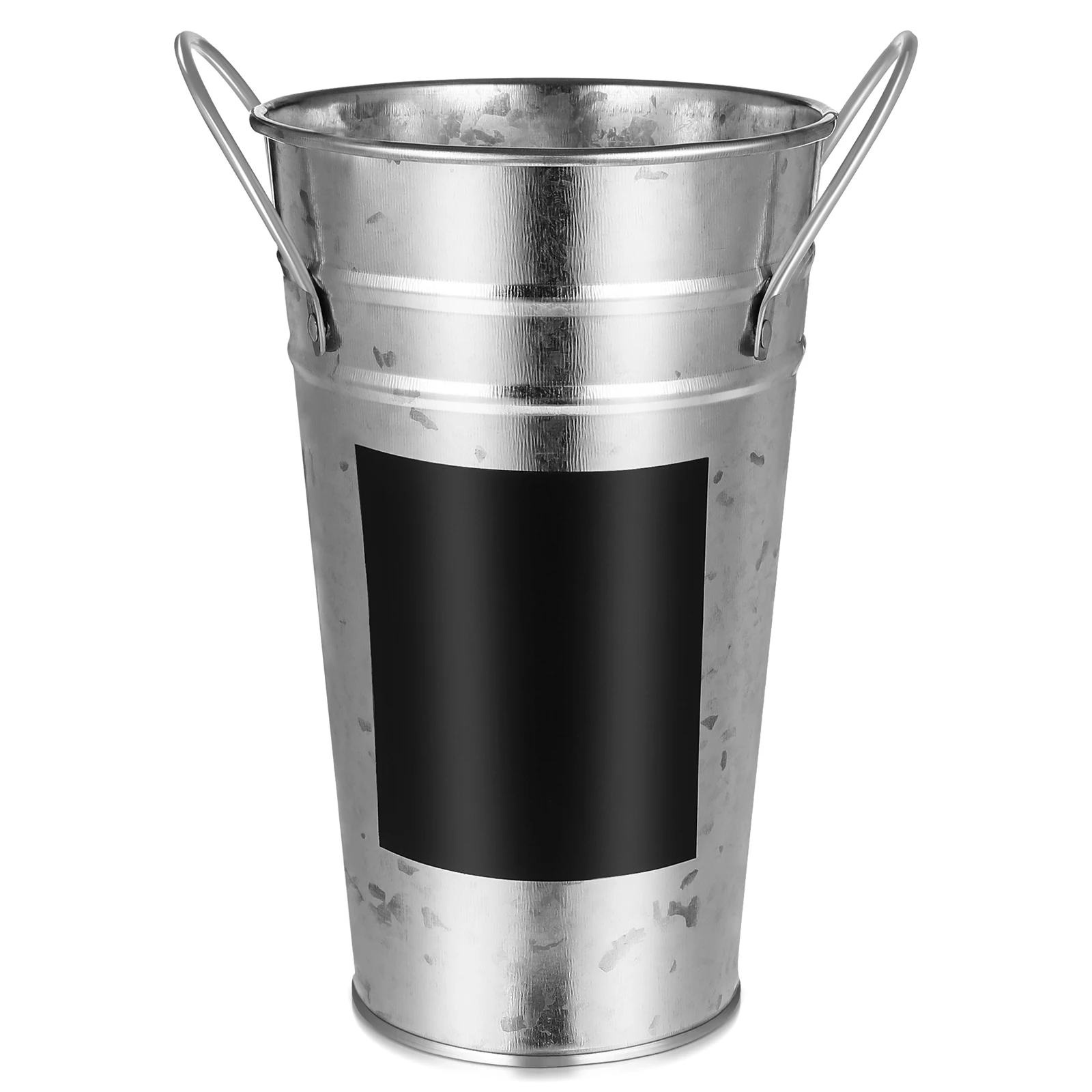 

1pc Waterproof Blackboard Sticker Flower Bucket Iron Sheet Planter Hydroponics Container Display Tub Home Office Decor