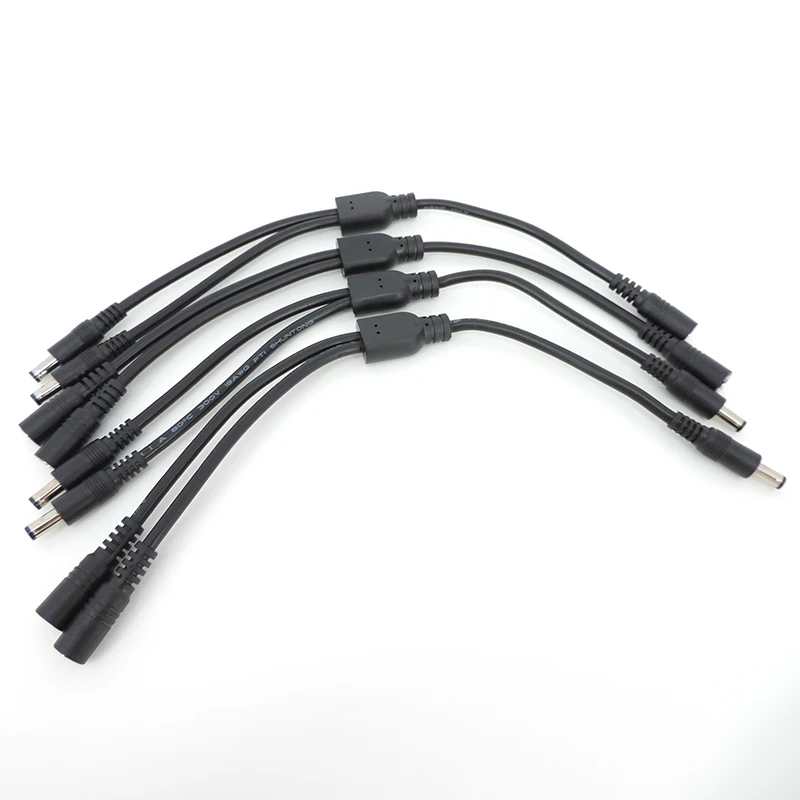 18awg 10A DC Power Cable1 to 2 way male female to 2 male female Splitter 5.5x2.1mm connector Plug extend CCTV Camera 5.5mm 12V