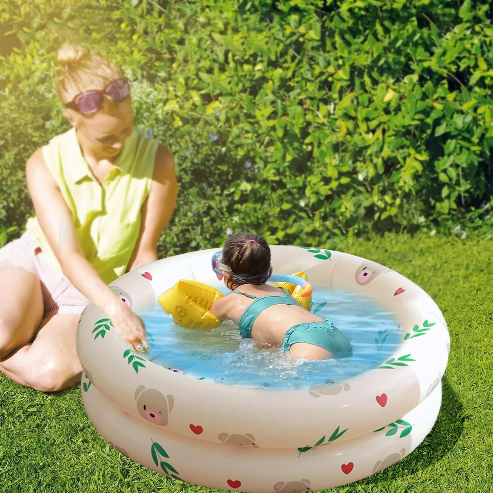 

Small Inflatable Pool Cartoon Inflatable Swimming Pool Round Thickened Design Inflatable Kiddie Pool For Backyard Water