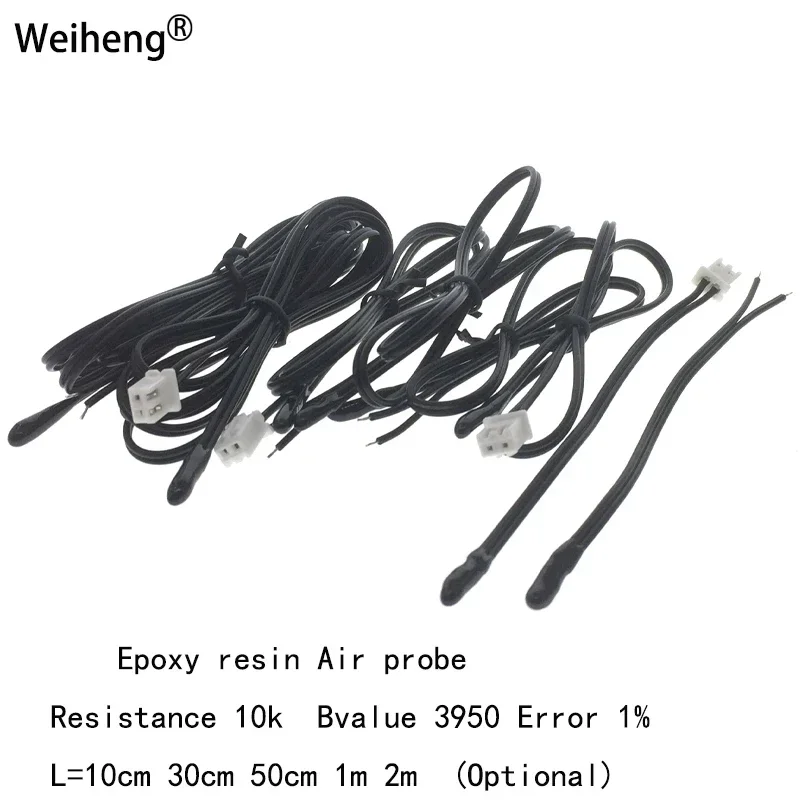 10pcs Temperature Sensor 10k B3950   Epoxy Resin Air Probe Drops Of Water Head Line Lengt 10CM 30CM 50CM 1M 2M NTC Thermistor