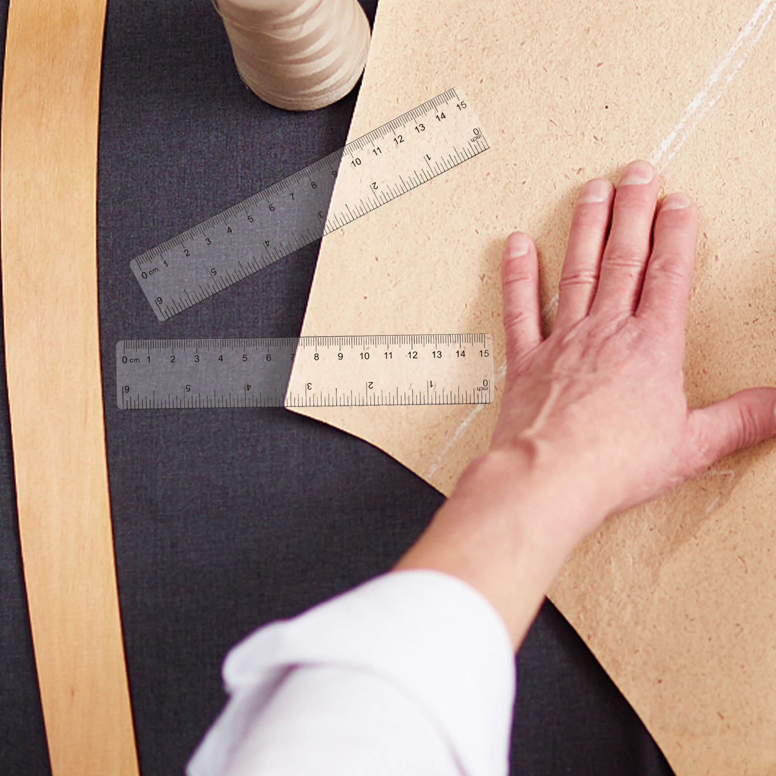 10 قطع من مسطرة بلاستيكية شفافة بحافة مستقيمة للطلاب المعماريين مجموعة مسطرة للوازم المكتبية للرسم الفني