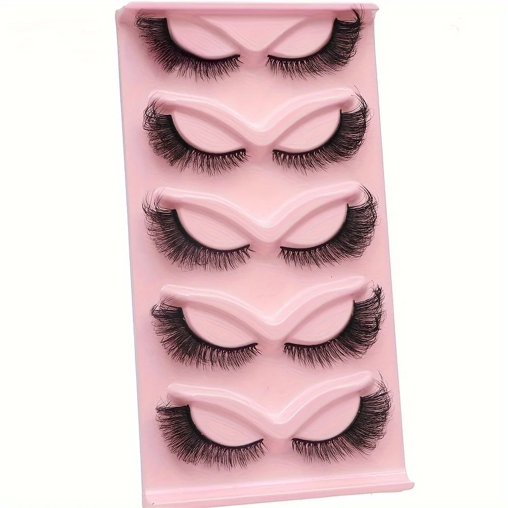 5 Pairs Wispy Cat Eye Lashes - Hypoallergenic, Long & Thick False Eyelashes For A Dramatic Look